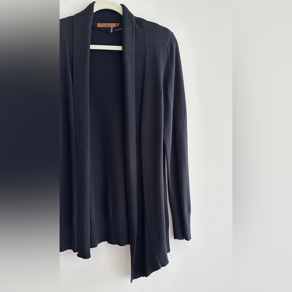 Belldini Asymmetrical Long Black Open Cardigan, Casual Versatile Sweater, Small - Picture 5 of 16